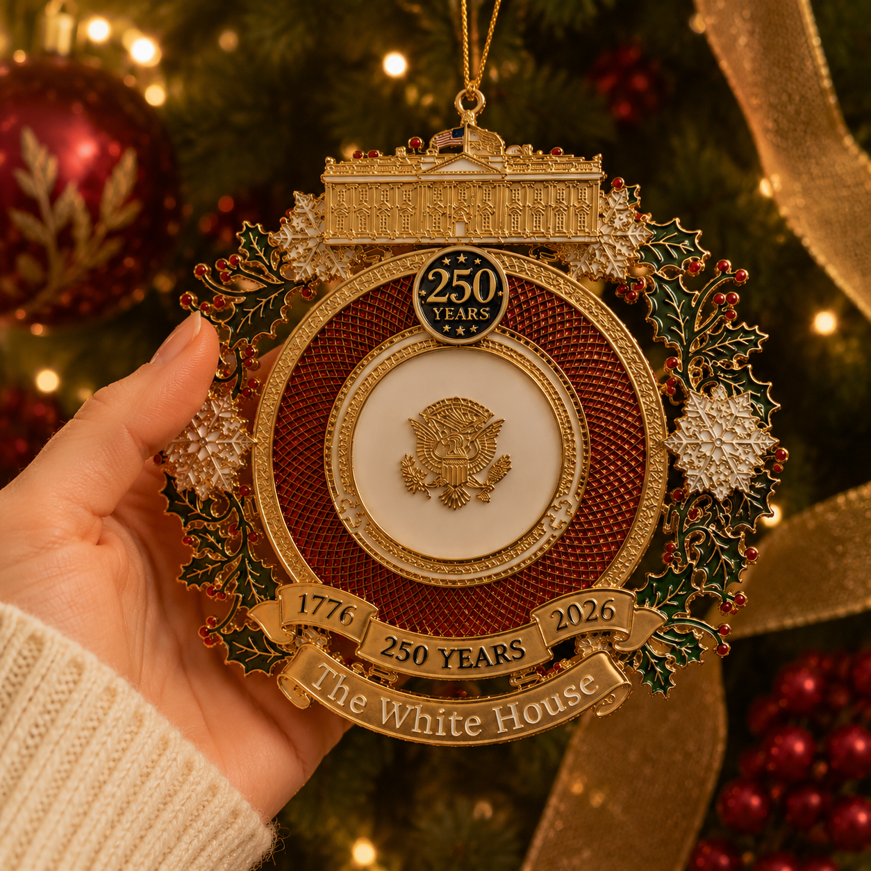 🔥Last 30pcs✨⏰ Limited anniversary edition✨49% OFF!🔥White House 250th Anniversary Commemorative Medal Christmas Tree Ornament