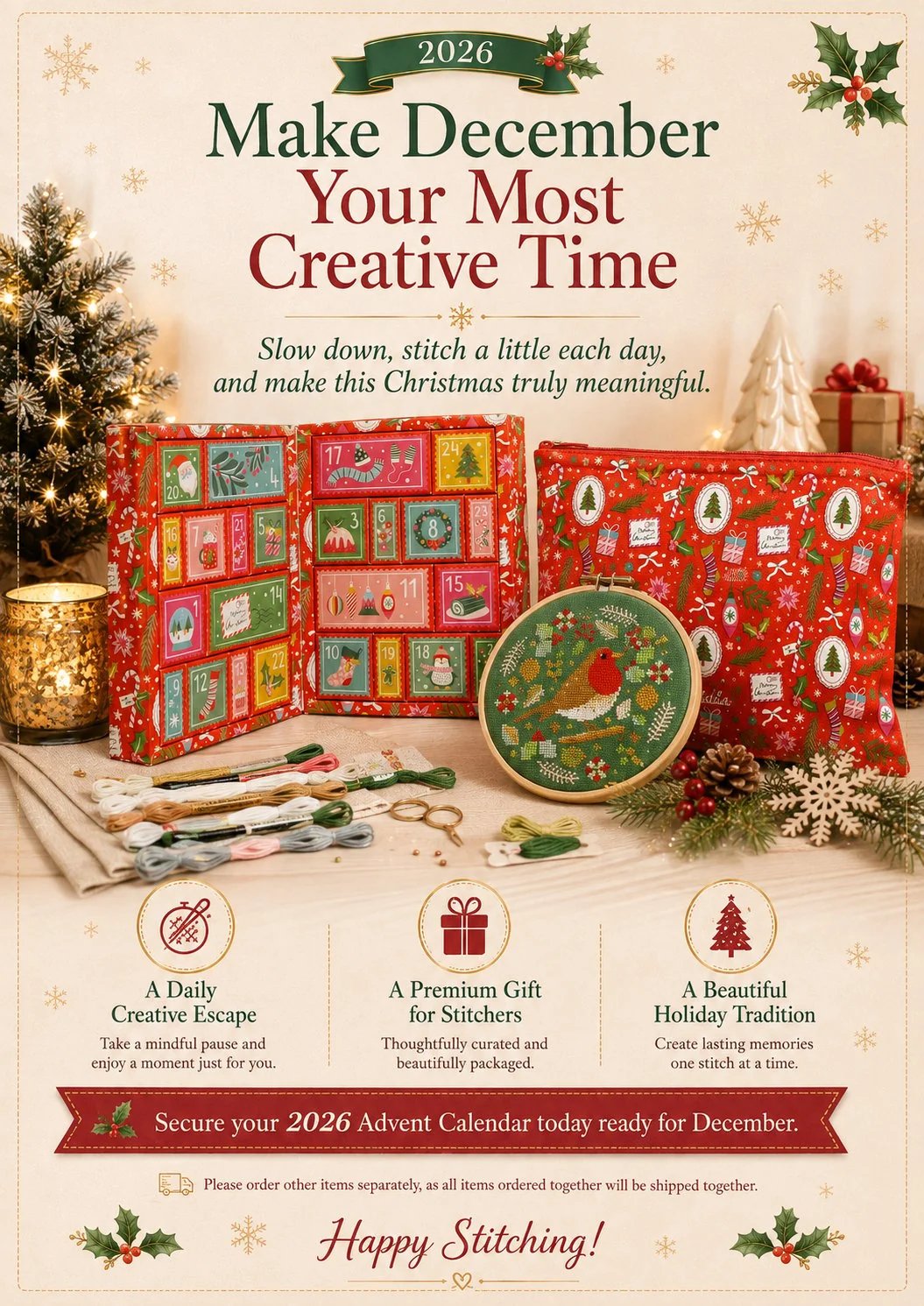 🔥 Last Day 49% OFF - 🎄🧵 2026 Cross Stitch Advent Calendar Box 🎁✨