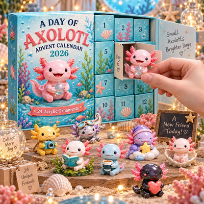 🎄CHRISTMAS KICKOFF 49% OFF - A Day of Axolotl Advent Calendar 2026 | 24 Days of 3D Axolotl Surprises 🦎
