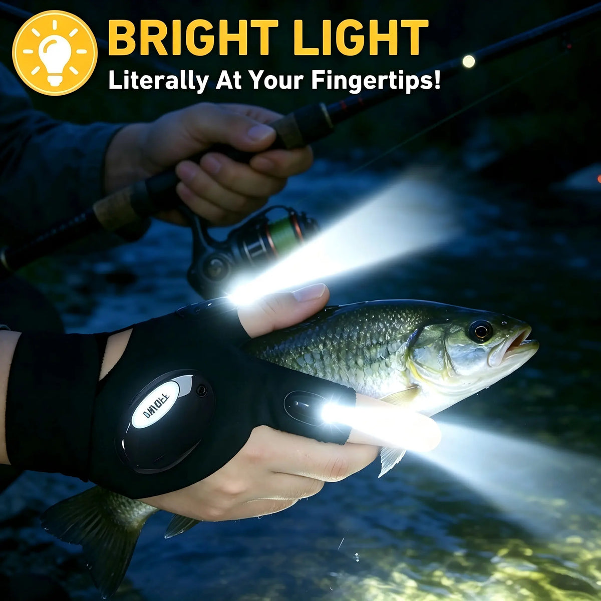 One Pair LED Finger Flashlight Gloves, Hands-Free LED Light Gloves for Fishing,Camping,Repair 🎣