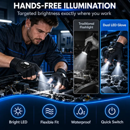 One Pair LED Finger Flashlight Gloves, Hands-Free LED Light Gloves for Fishing,Camping,Repair 🎣