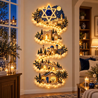 🔥🎁🕎 Hanukkah Festival of Lights Wall Decor Collection – 4 Glowing Designs Celebrating Eight Nights of Light ✨