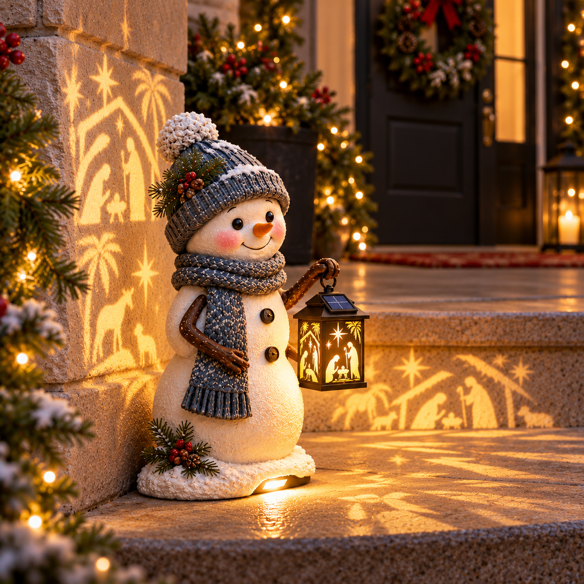Snowman Nativity Glow Christmas step decoration