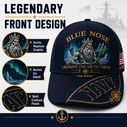 🔥SHELLBACK “Crossing The Line” Navy Embroidered Cap 🇺🇸