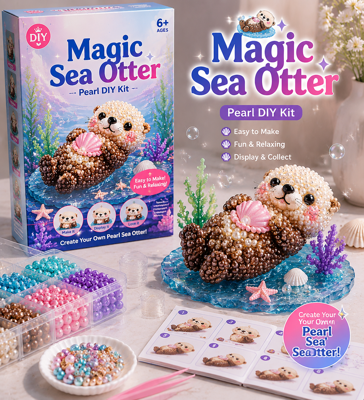 🔥Last Day BUY 3 GET 1 FREE🐚 12 Magical Ocean Friends DIY Kit – Create Your Own Adorable Sea Creatures!