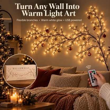 Warm Glow Willow Branch Wall Lights – Flexible USB LED Vine with Remote Control