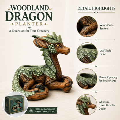 Woodland Dragon Planter – Whimsical Resin Pot for Succulents & Small Plants