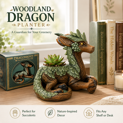 Woodland Dragon Planter – Whimsical Resin Pot for Succulents & Small Plants