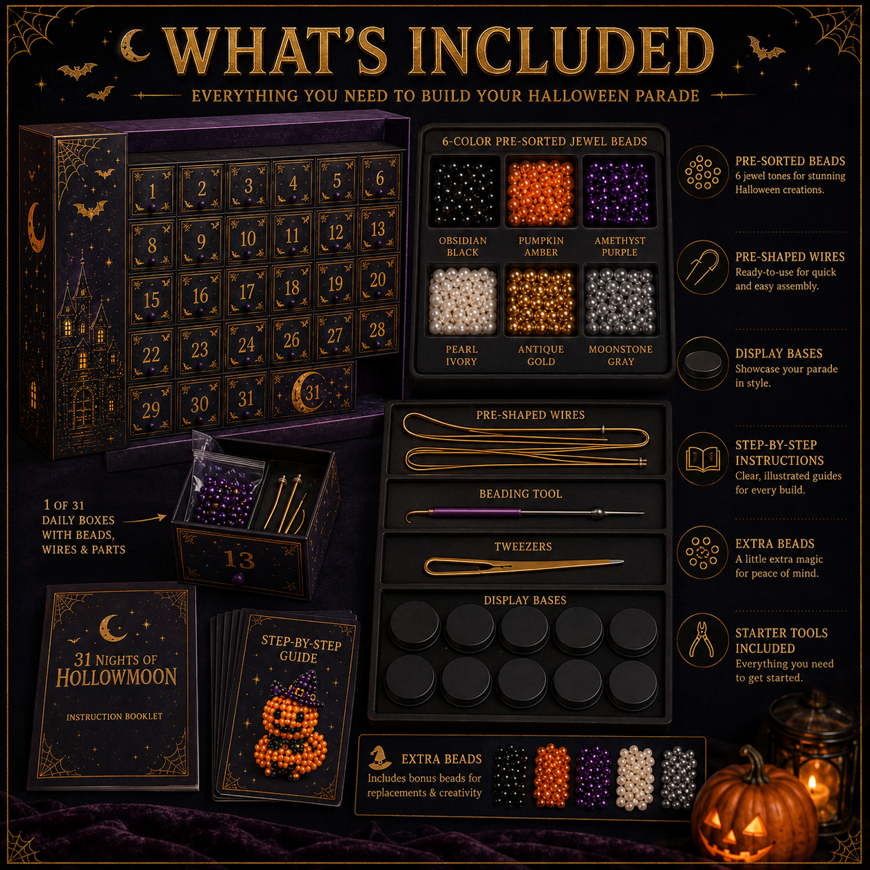 31 Nights of Hollowmoon DIY 3D Jewel Bead Countdown Calendar 🎃✨