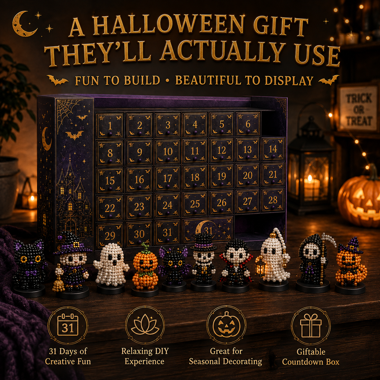 31 Nights of Hollowmoon DIY 3D Jewel Bead Countdown Calendar 🎃✨