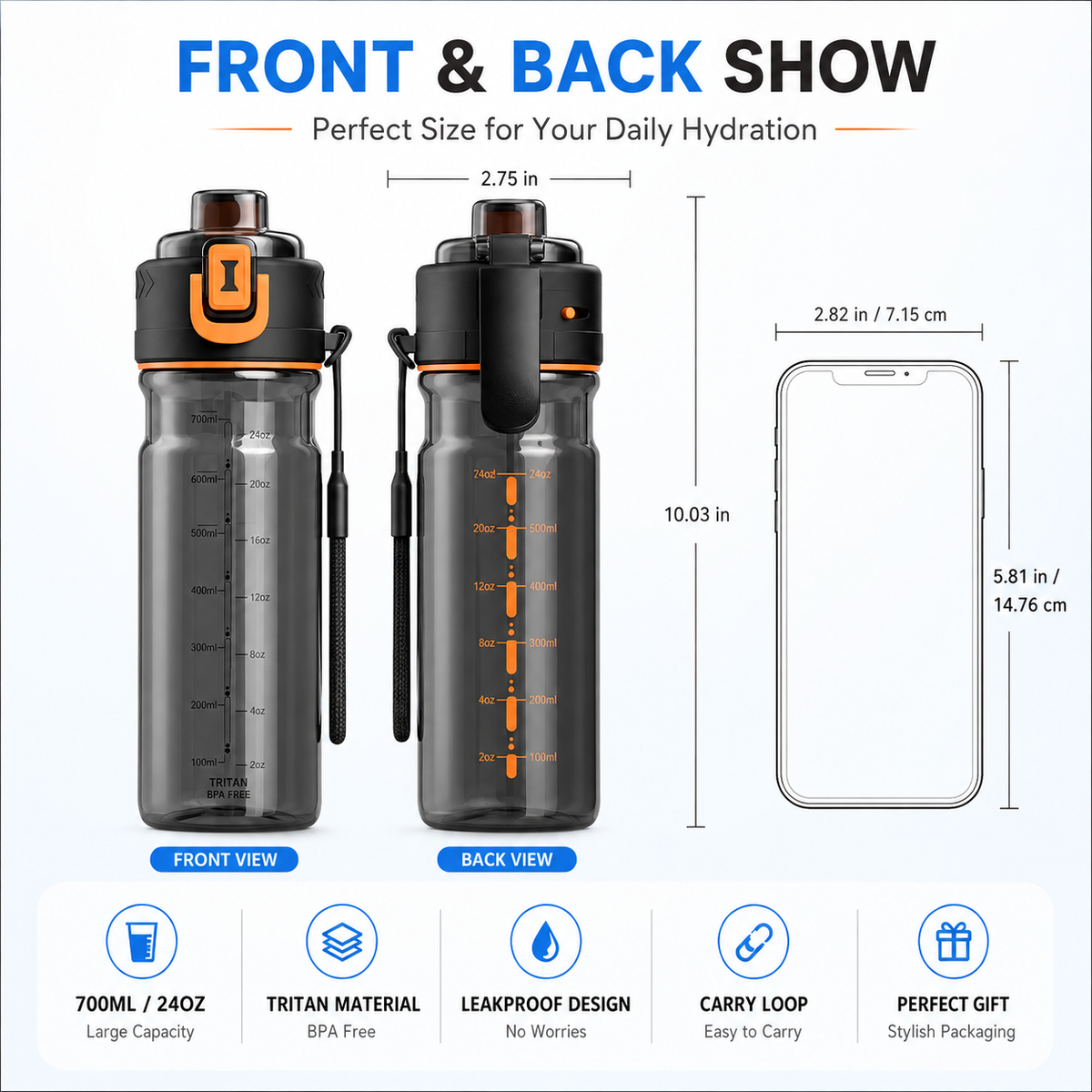 🔥Last Day 49% OFF - 💦 750ML Cooling Mist Water Bottle | Straw & Spray Sports Bottle for Hot Days