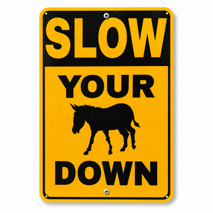 🔥Last Day 49% OFF - 🐴⚠️ Slow Your Donkey Down Sign | Funny Farm & Driveway Warning Decor