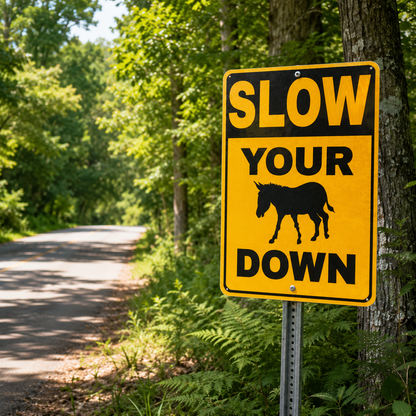🔥Last Day 49% OFF - 🐴⚠️ Slow Your Donkey Down Sign | Funny Farm & Driveway Warning Decor
