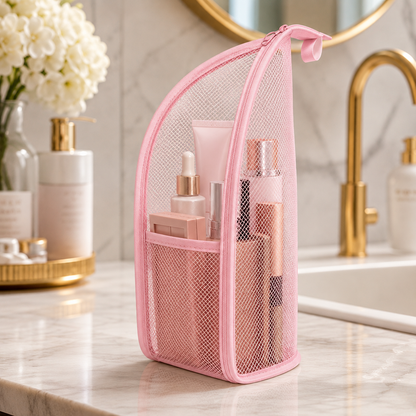 🔥Last Day 49% OFF - ✨ Standing Toiletry Bag | Foldable Mesh Travel Organizer With See-Through Pockets