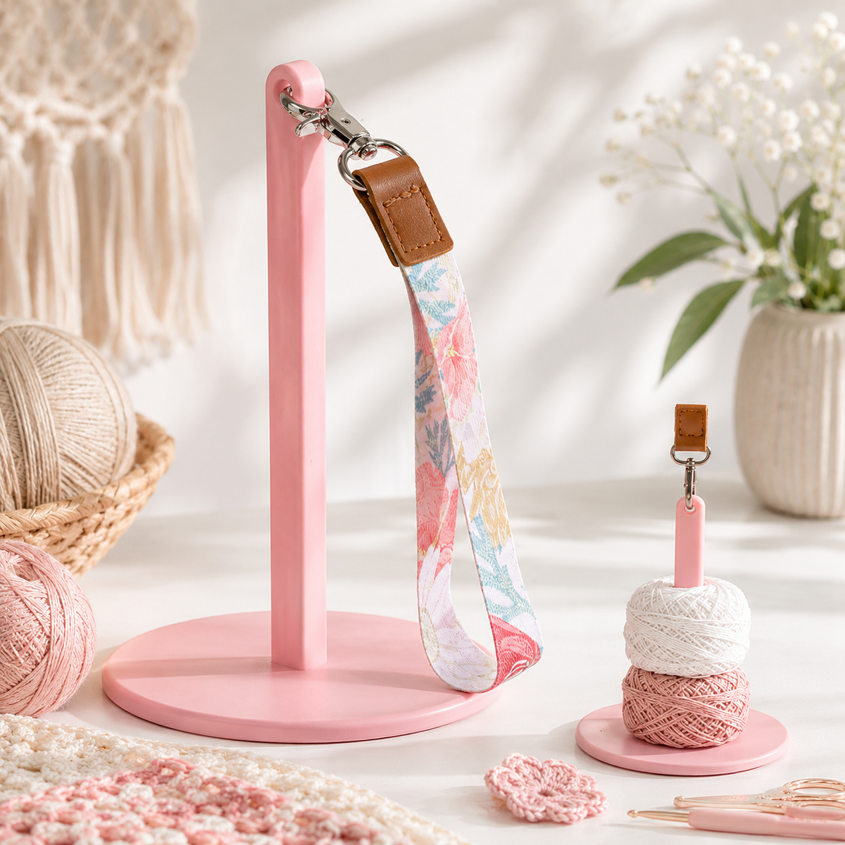 🔥Last Day 49% OFF - 🧶 Yarn Holder Set | Portable Standing Yarn Organizer With Floral Strap