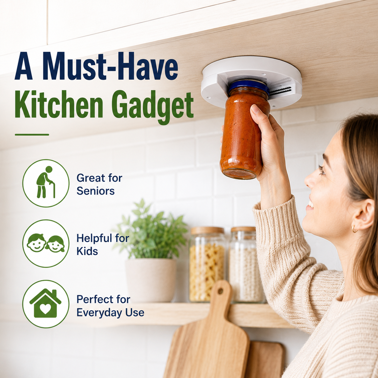 🔥Last Day 49% OFF - One-Handed Under-Cabinet Jar Opener | Open Stubborn Lids With Less Effort