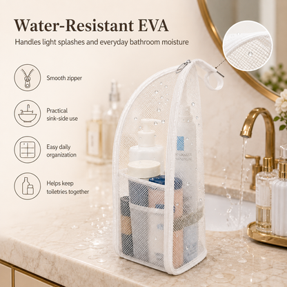 🔥Last Day 49% OFF - ✨ Standing Toiletry Bag | Foldable Mesh Travel Organizer With See-Through Pockets