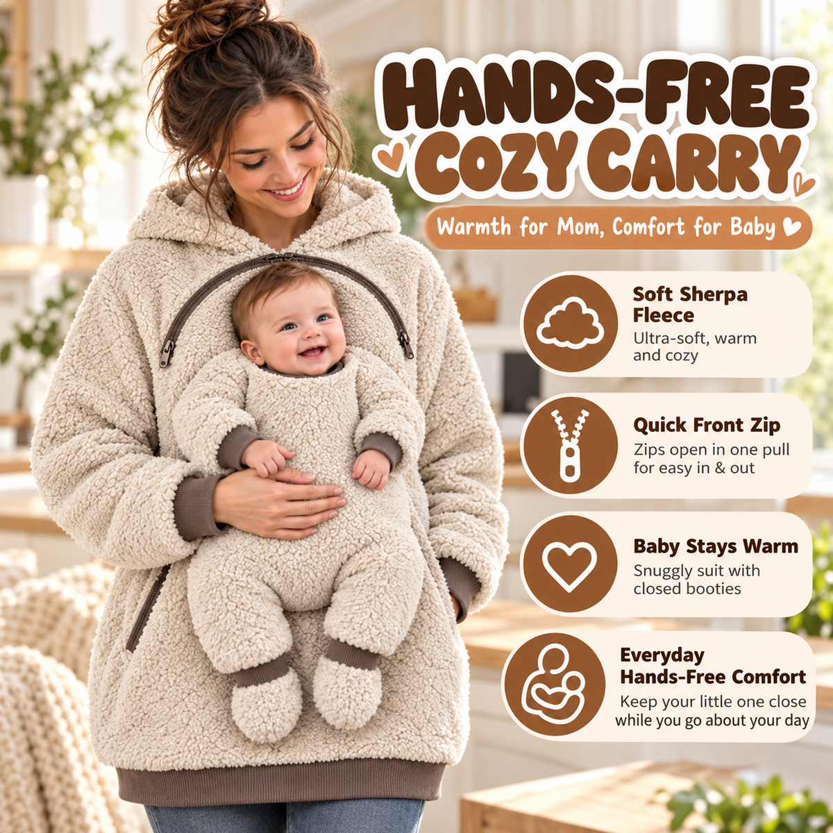 Sherpa babywearing hoodie