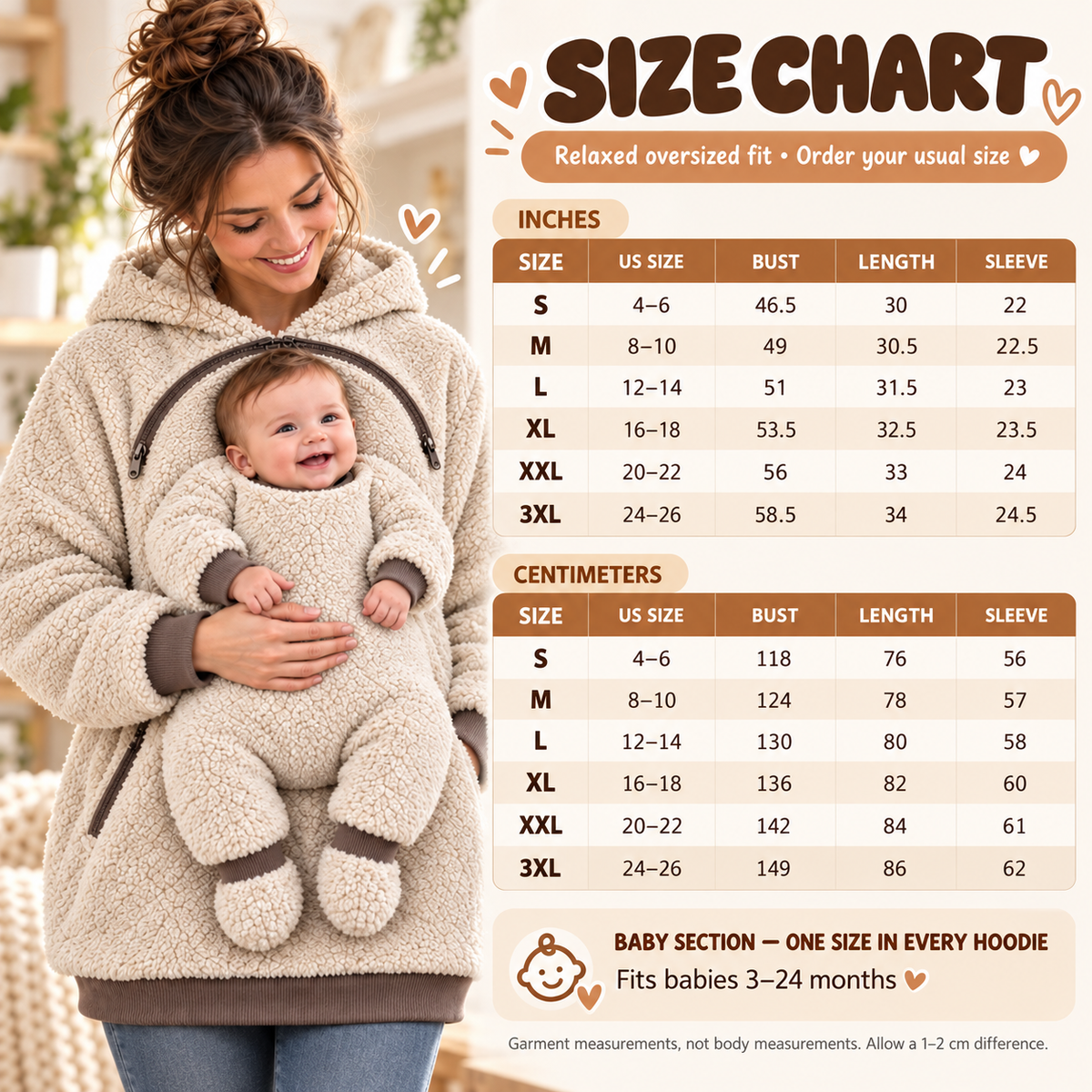 🧸 Sherpa Babywearing Hoodie – Cozy Hands-Free Snuggle Jacket with Built-In Support Seat, Warm Baby