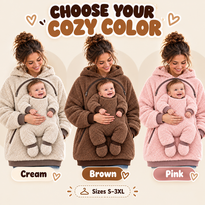 🧸 Sherpa Babywearing Hoodie – Cozy Hands-Free Snuggle Jacket with Built-In Support Seat, Warm Baby