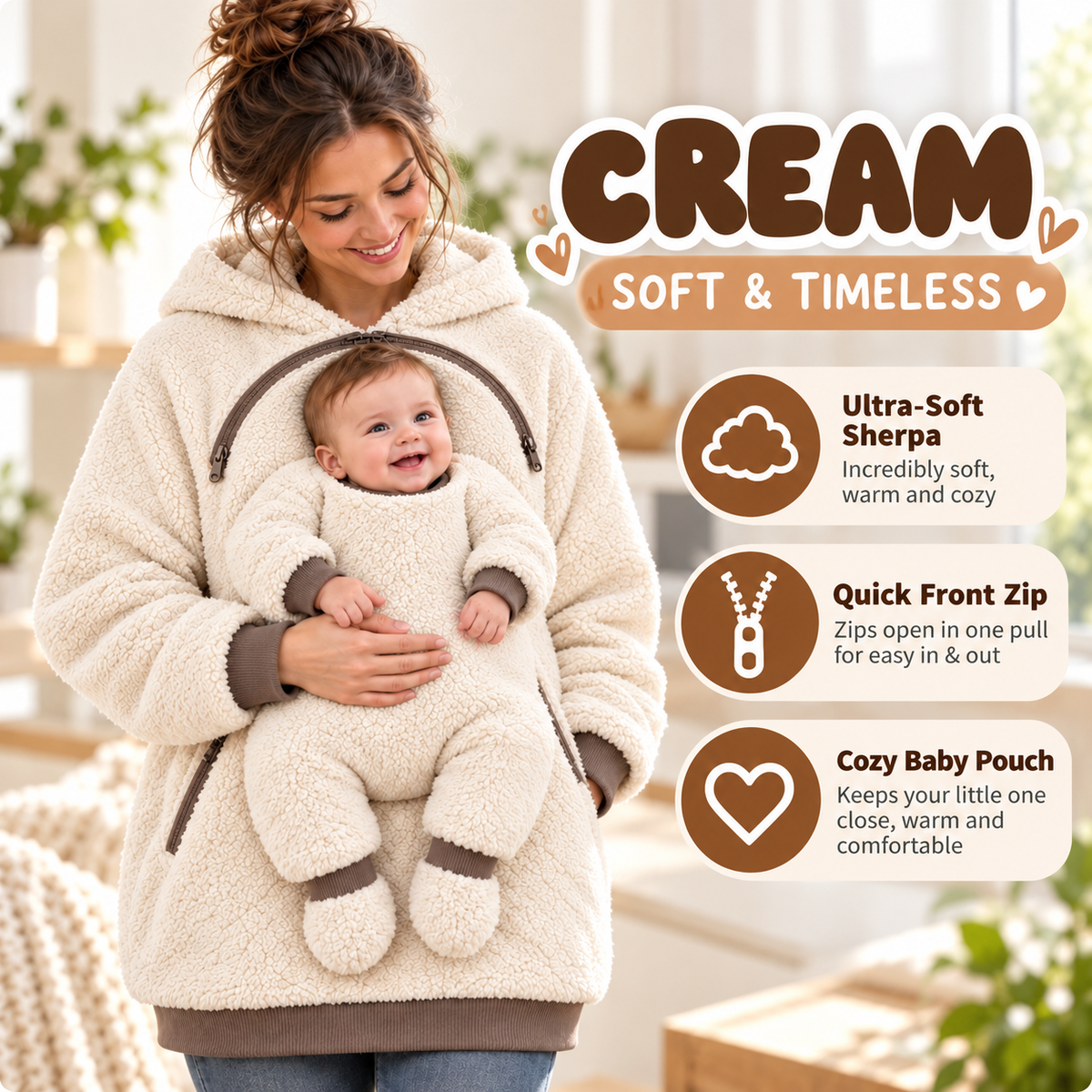 Cream babywearing hoodie