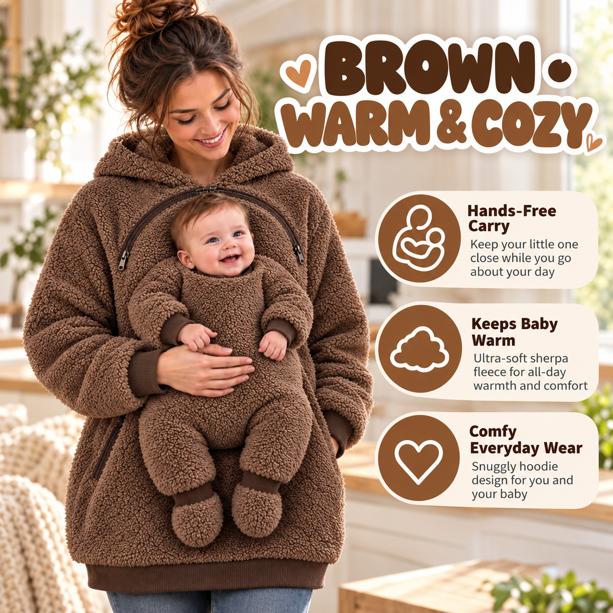 Brown babywearing hoodie