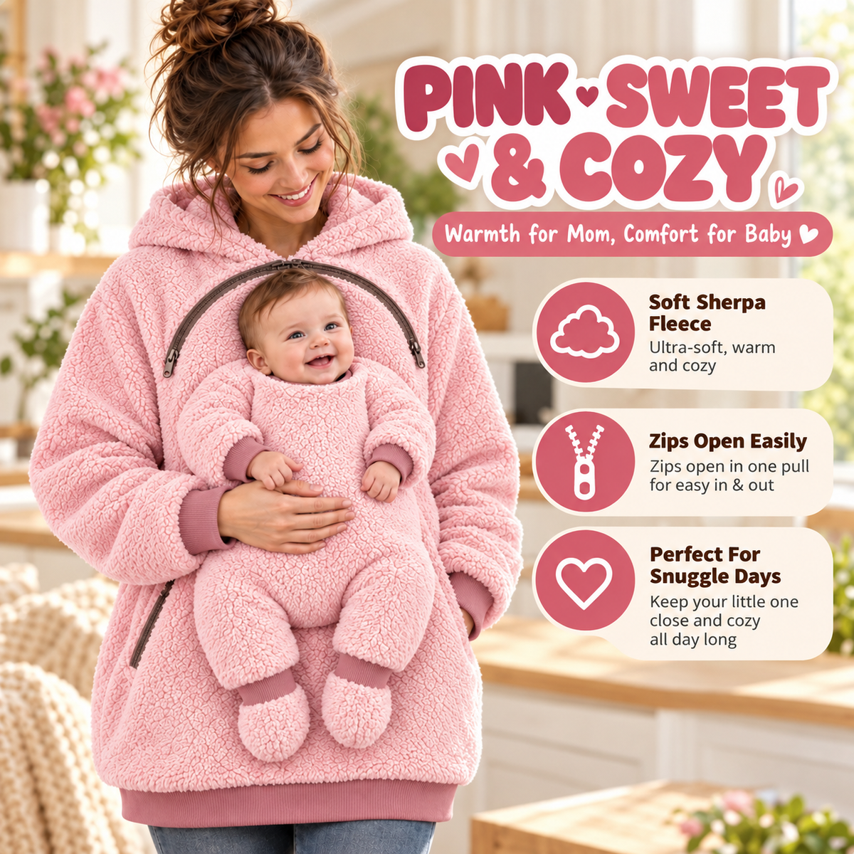 Pink babywearing hoodie