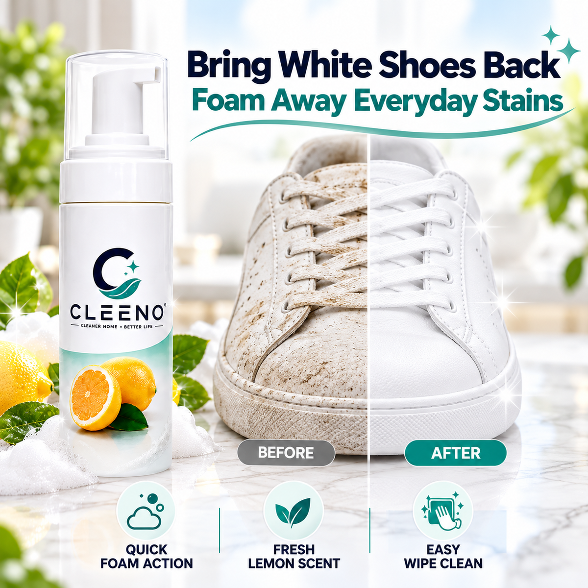 CLEENO cleaning white shoes