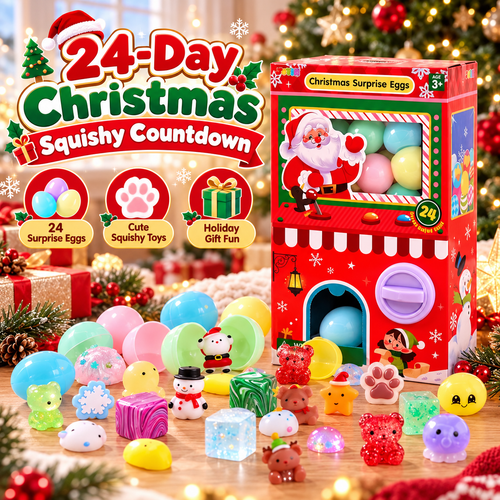 🎄 24-Day Christmas Squishy Surprise Calendar™ – 24 Mystery Eggs with Cute Squeeze Toys