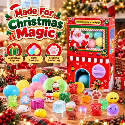 🎄 24-Day Christmas Squishy Surprise Calendar™ – 24 Mystery Eggs with Cute Squeeze Toys