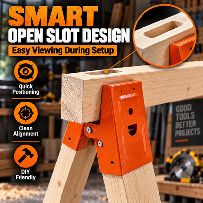 Heavy-Duty Sawhorse Brackets 2-Pack – Turn 2x4 Lumber Into Strong, Stable Work Supports
