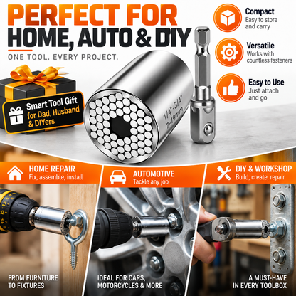 🔥 Universal Self-Adjusting Socket – One Tool Fits Multiple Nuts, Bolts & Fasteners