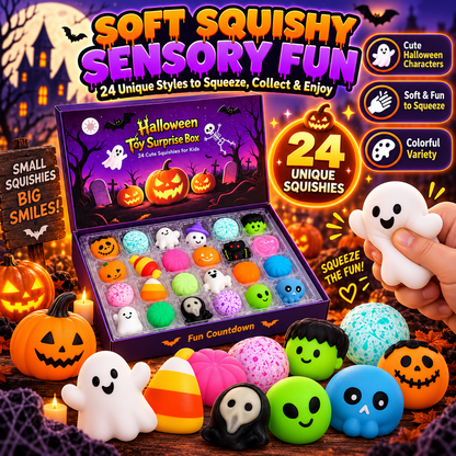 🎃 24-Day Halloween Squishy Surprise Box – 24 Cute Daily Surprises for Kids