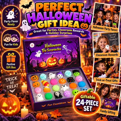 🎃 24-Day Halloween Squishy Surprise Box – 24 Cute Daily Surprises for Kids
