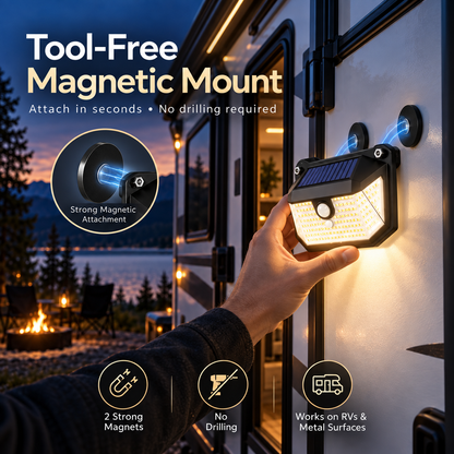 Magnetic RV Solar Light – Motion Sensor Outdoor Light for Campers & Trailers