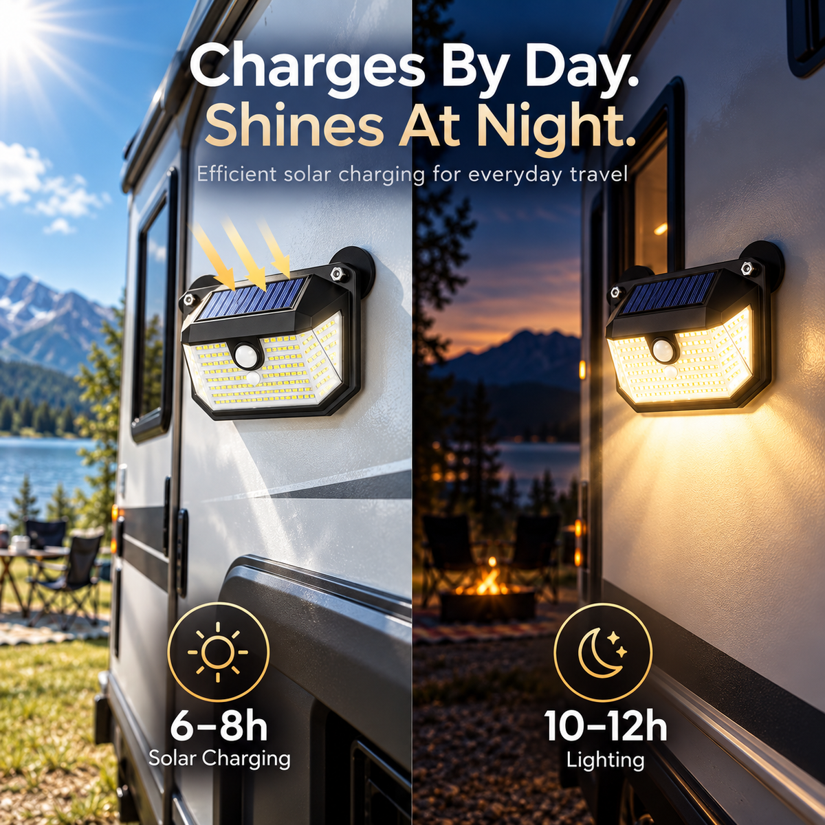 Magnetic RV Solar Light – Motion Sensor Outdoor Light for Campers & Trailers