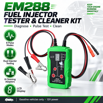 EM288 Fuel Injector Tester & Cleaner Kit – 8 Pulse Modes with Dual Injector Testing
