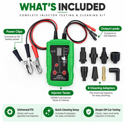 EM288 Fuel Injector Tester & Cleaner Kit – 8 Pulse Modes with Dual Injector Testing