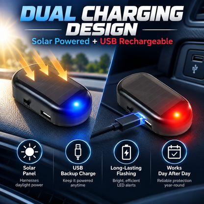 Solar Car Dummy Alarm Light – Auto Night Flashing Security Warning LED