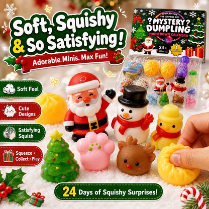 🎄 Mystery Dumpling Squishy Advent Calendar – 24 Days of Christmas Surprises