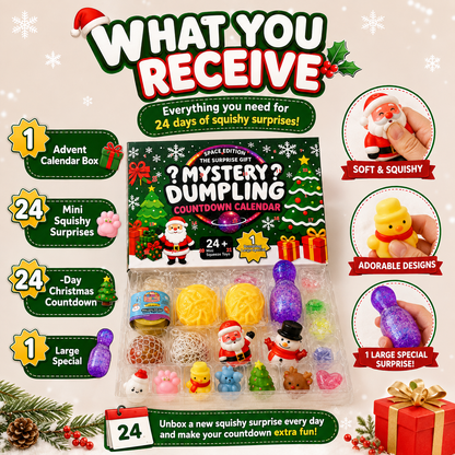 🎄 Mystery Dumpling Squishy Advent Calendar – 24 Days of Christmas Surprises
