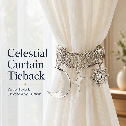 ✨ Celestial Moon & Sun Curtain Tiebacks – Elegant No-Drill Decorative Curtain Holdbacks