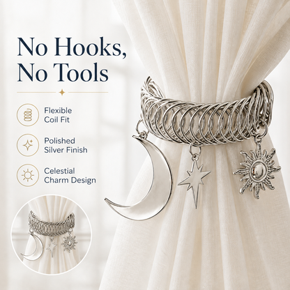 ✨ Celestial Moon & Sun Curtain Tiebacks – Elegant No-Drill Decorative Curtain Holdbacks