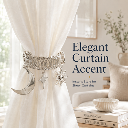 ✨ Celestial Moon & Sun Curtain Tiebacks – Elegant No-Drill Decorative Curtain Holdbacks
