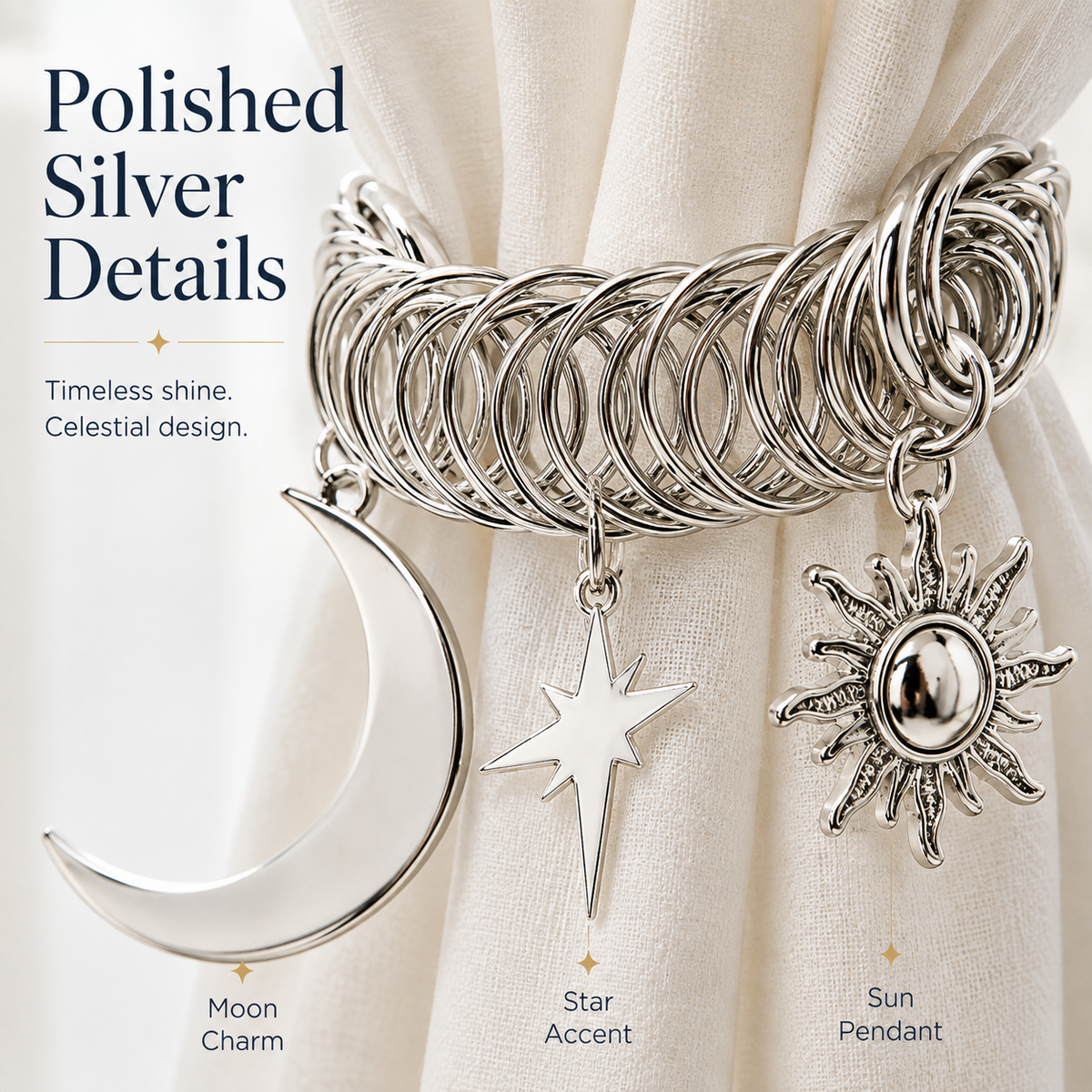 ✨ Celestial Moon & Sun Curtain Tiebacks – Elegant No-Drill Decorative Curtain Holdbacks