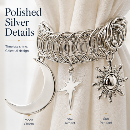 ✨ Celestial Moon & Sun Curtain Tiebacks – Elegant No-Drill Decorative Curtain Holdbacks