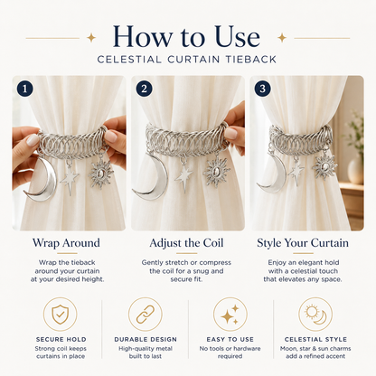 ✨ Celestial Moon & Sun Curtain Tiebacks – Elegant No-Drill Decorative Curtain Holdbacks