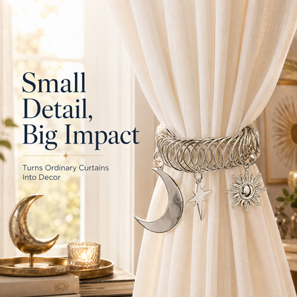 ✨ Celestial Moon & Sun Curtain Tiebacks – Elegant No-Drill Decorative Curtain Holdbacks