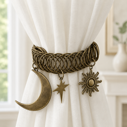 ✨ Celestial Moon & Sun Curtain Tiebacks – Elegant No-Drill Decorative Curtain Holdbacks