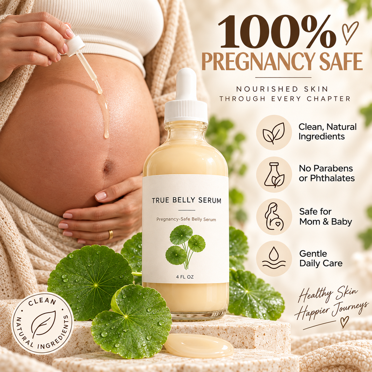 True Belly Serum – Pregnancy Belly Care for Hydration & Skin Elasticity, 4 FL OZ